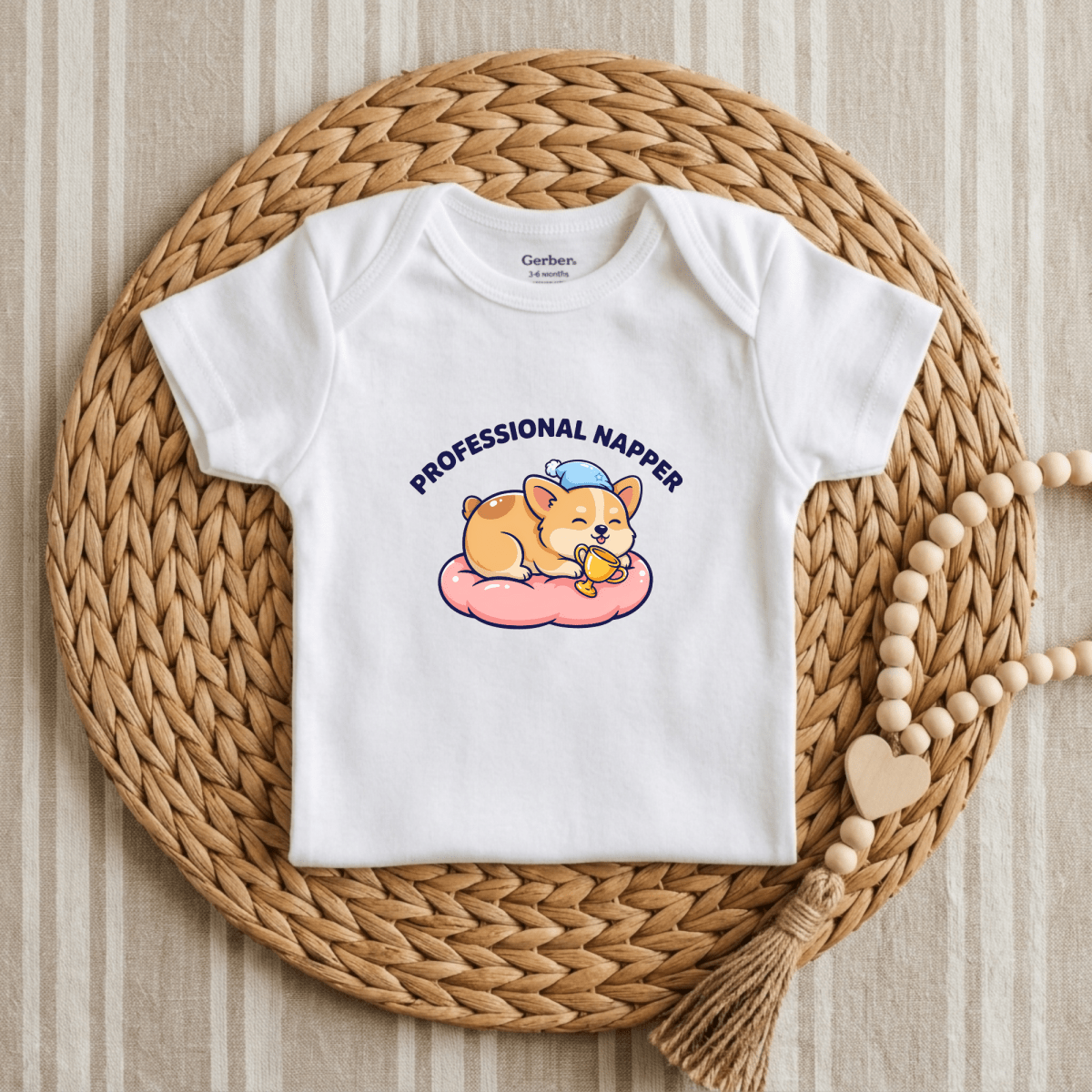 Professional Napper Baby Onesie – Funny Corgi Bodysuit - Toodleroos