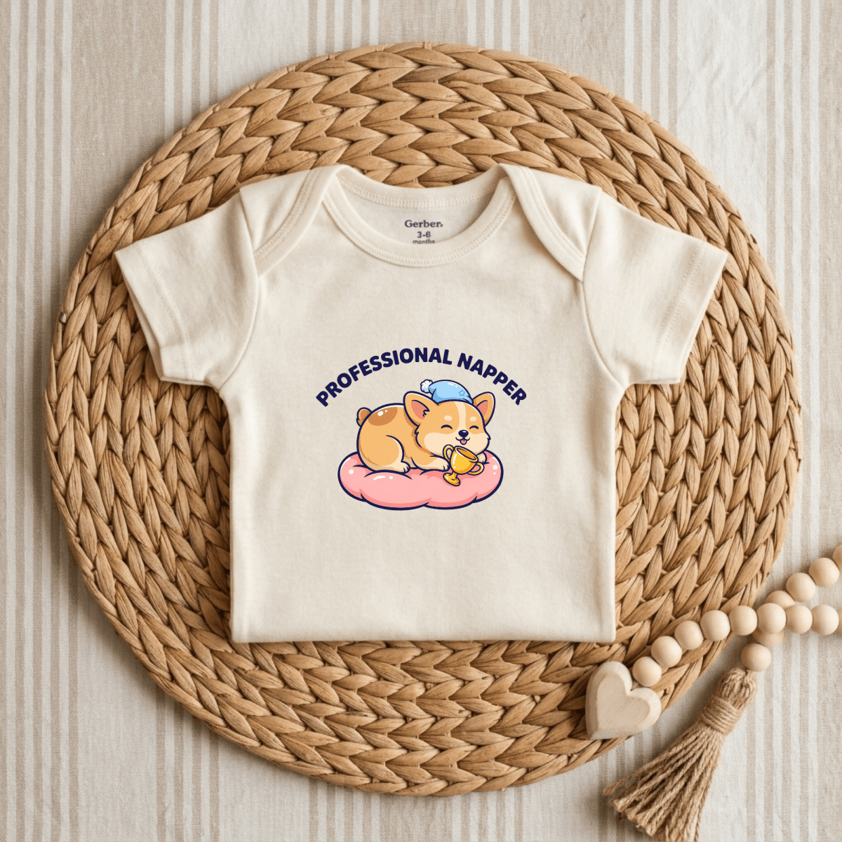 Professional Napper Baby Onesie – Funny Corgi Bodysuit - Toodleroos