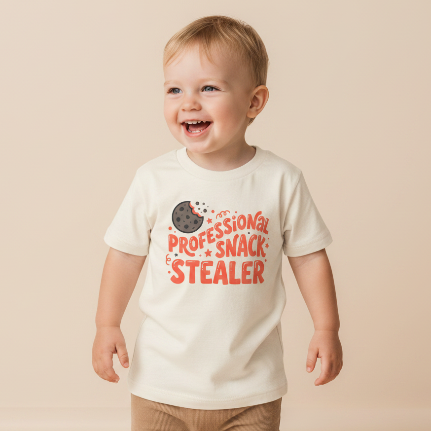 Funny Toddler Shirt – Professional Snack Stealer Short-Sleeve Cookie Tee
