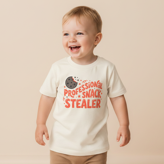 Funny Toddler Shirt – Professional Snack Stealer Short-Sleeve Cookie Tee