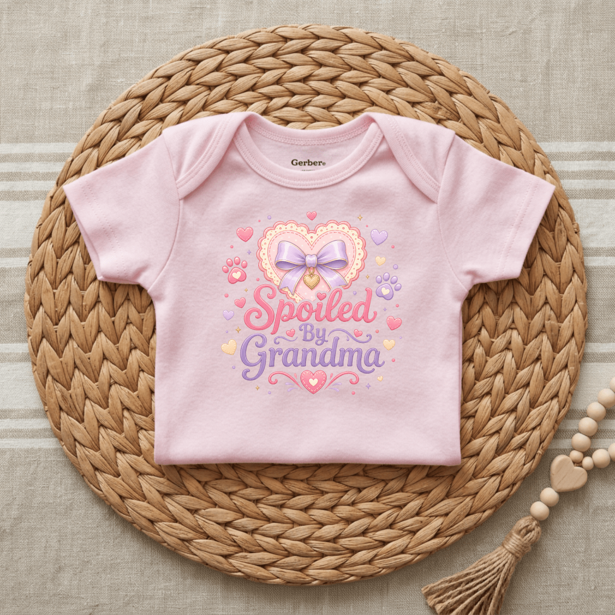 Spoiled by Grandma Baby Onesie – Lace Heart Bodysuit - Toodleroos