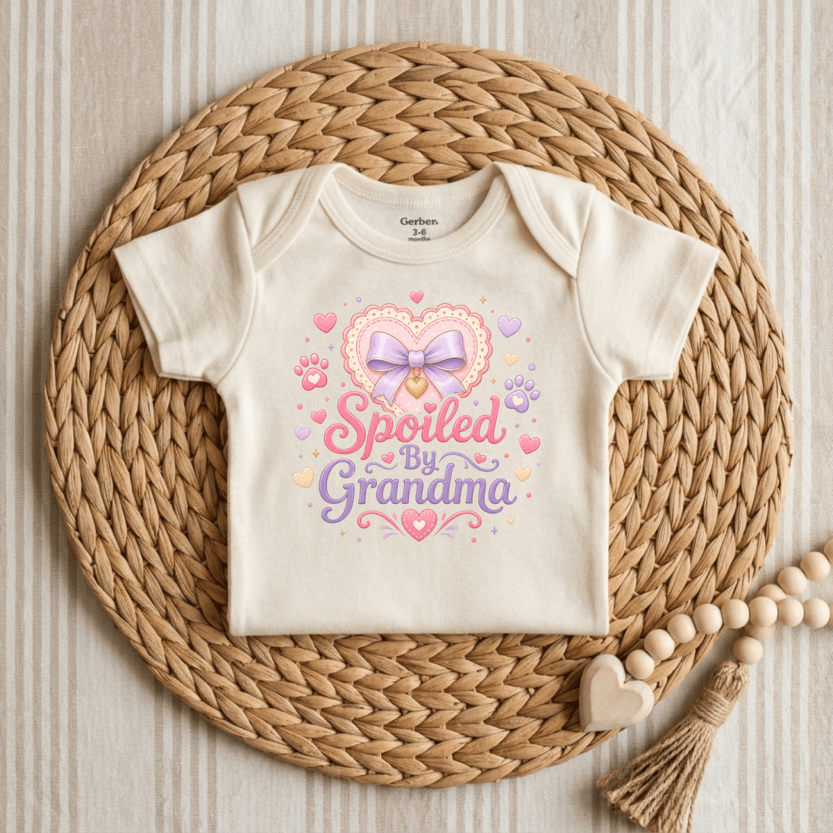 Spoiled by Grandma Baby Onesie – Lace Heart Bodysuit - Toodleroos