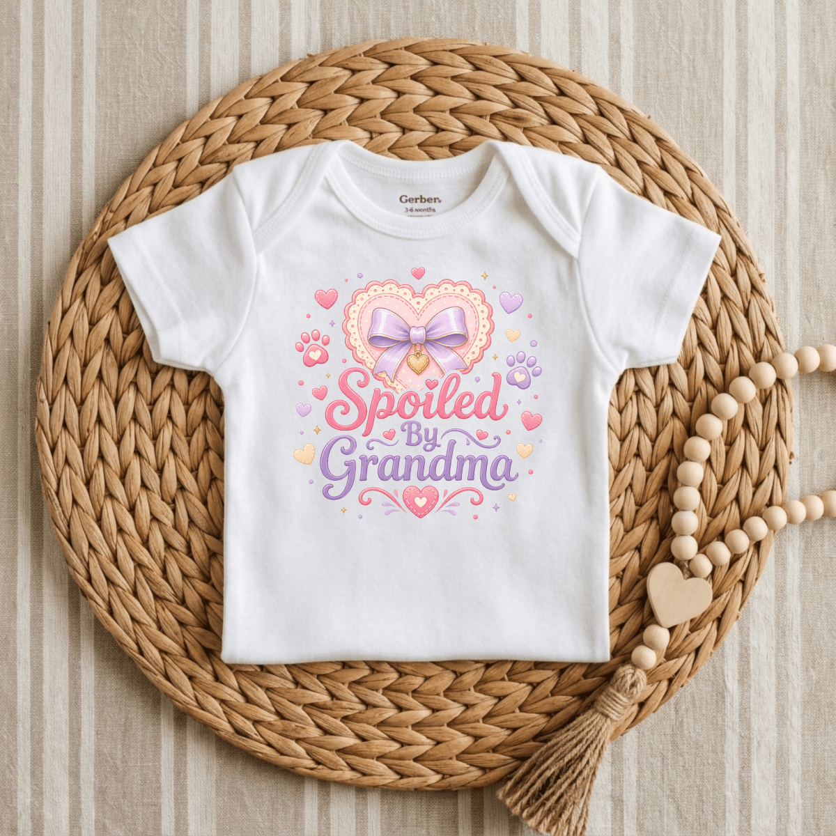 Spoiled by Grandma Baby Onesie – Lace Heart Bodysuit - Toodleroos