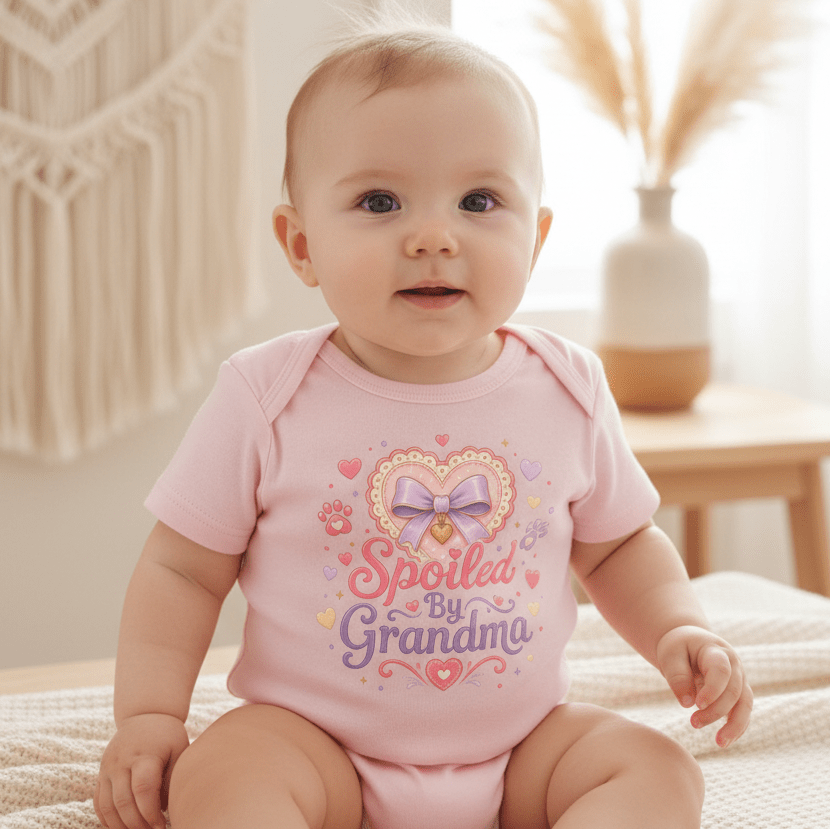 Spoiled by Grandma Baby Onesie – Lace Heart Bodysuit - Toodleroos