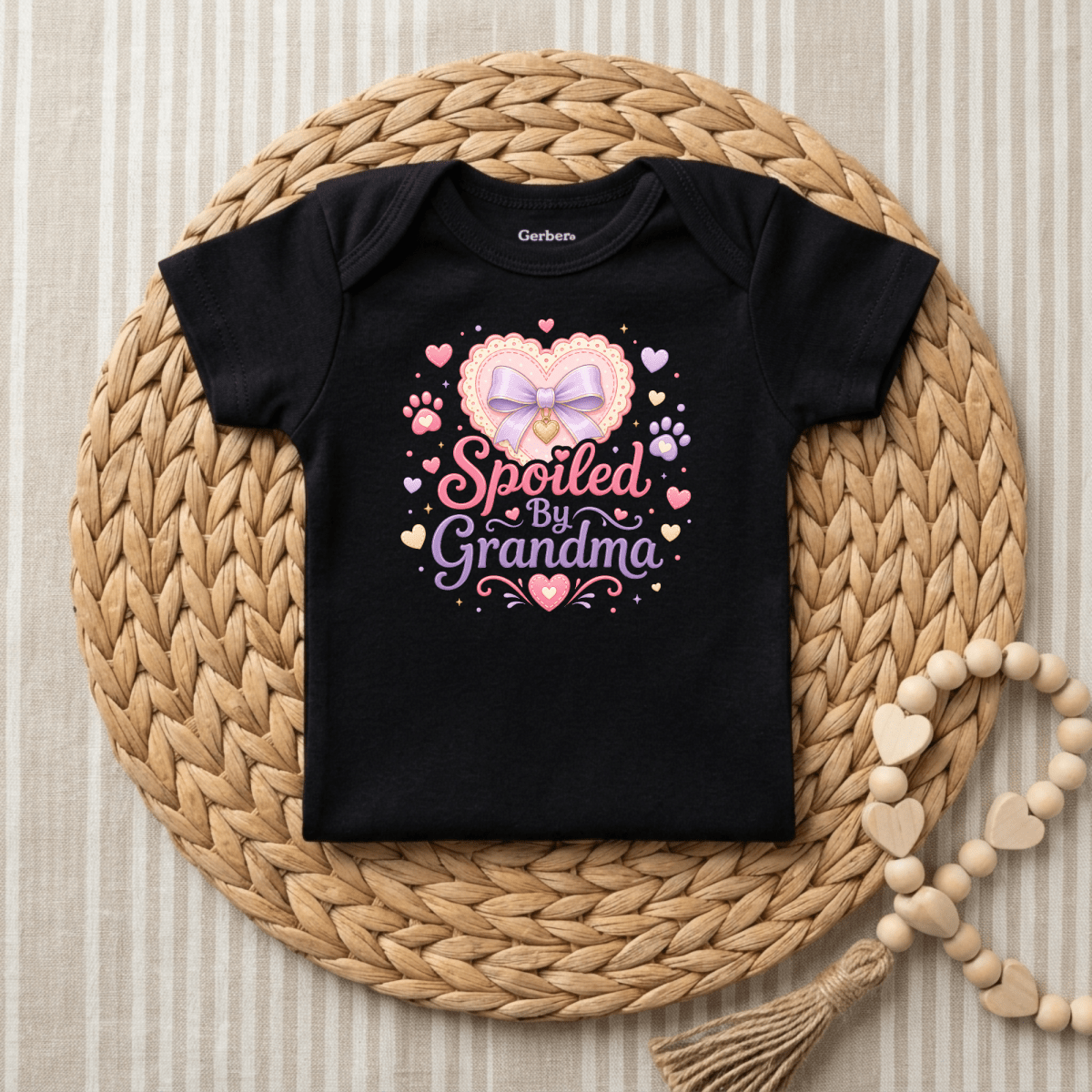 Spoiled by Grandma Baby Onesie – Lace Heart Bodysuit - Toodleroos