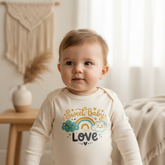 Sweet Baby Love Onesie – Cute Rainbow Cloud Bodysuit