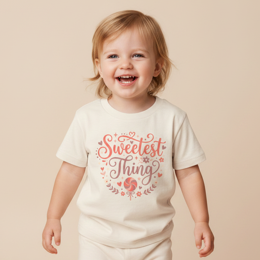 Toddler Girls Shirt – Sweetest Thing Floral Lollipop Short-Sleeve Tee