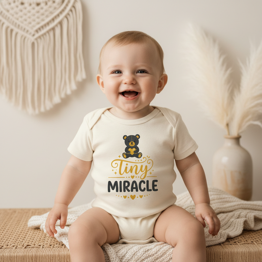 Tiny Miracle Onesie – Cute Baby Teddy Bear Bodysuit
