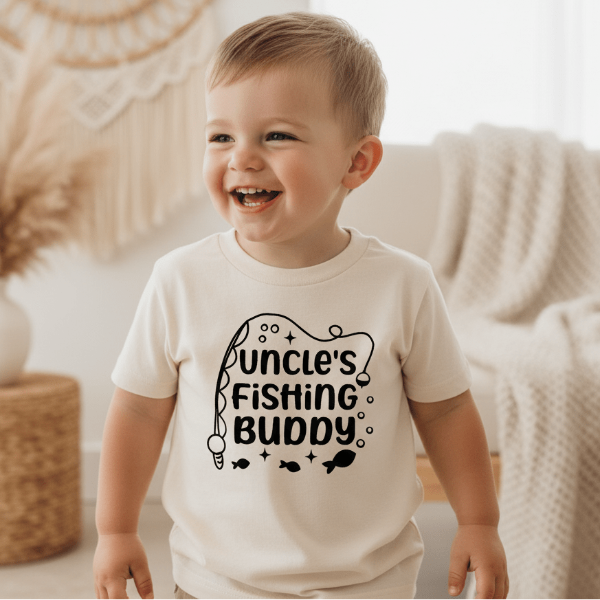 Uncle's Fishing Buddy Toddler Boys Shirt – Fishing Rod Tee - Toodleroos