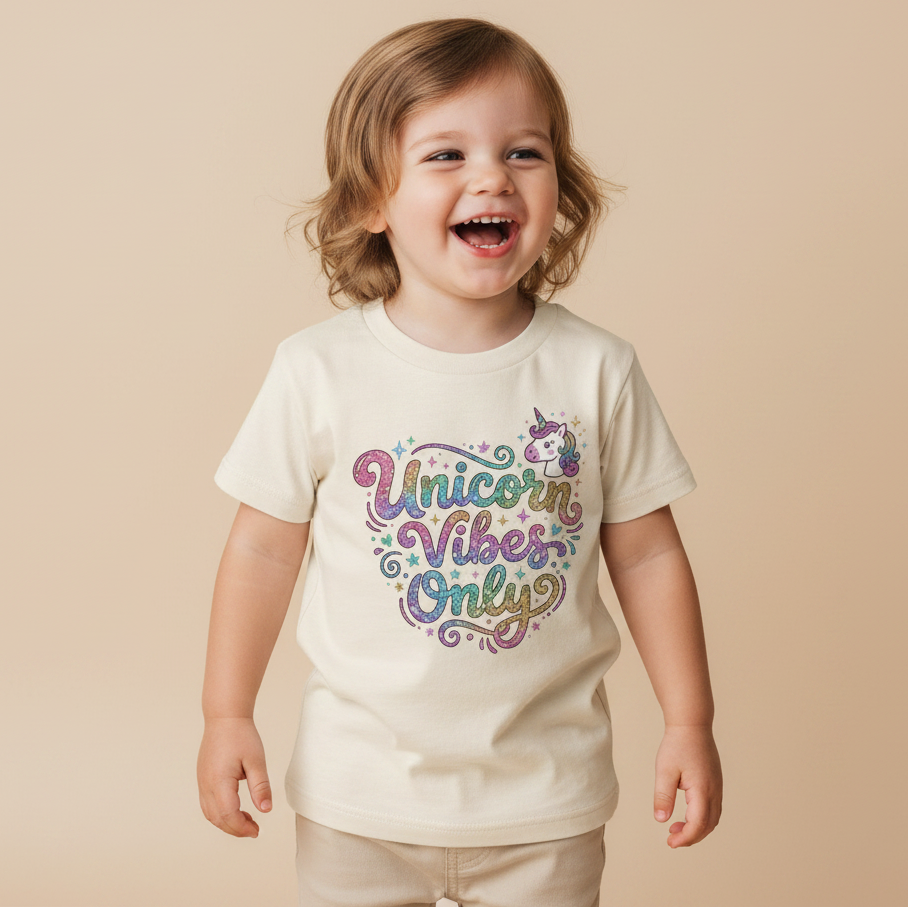 Unicorn Toddler Shirt for Girls – Unicorn Vibes Only Sparkle Tee