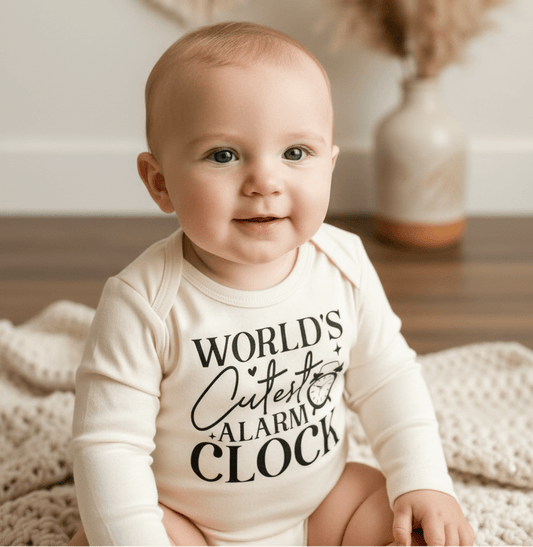 World's Cutest Alarm Clock Onesie – Funny Baby Bodysuit - Toodleroos