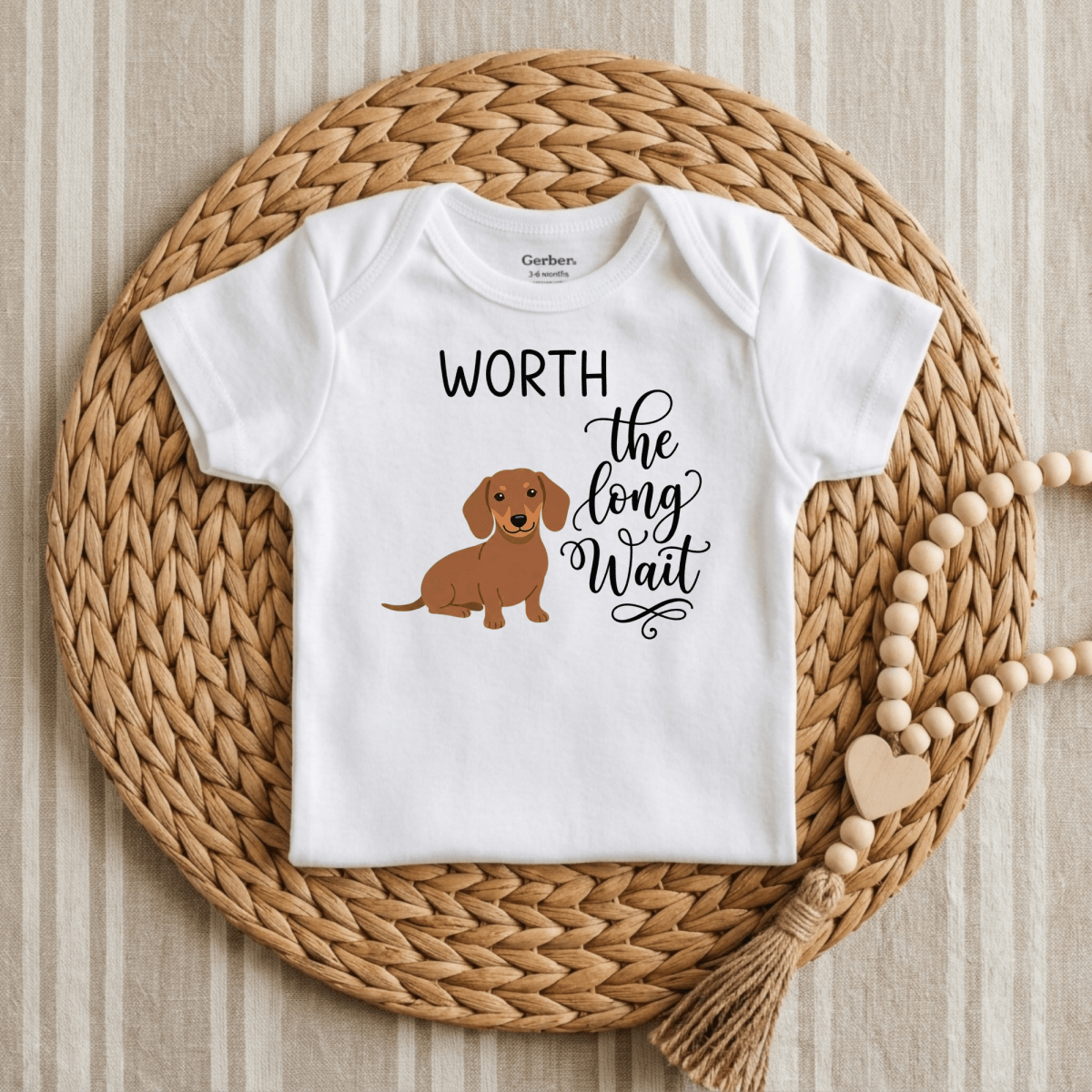 Worth the Long Wait Baby Onesie – Dachshund Announcement Bodysuit - Toodleroos