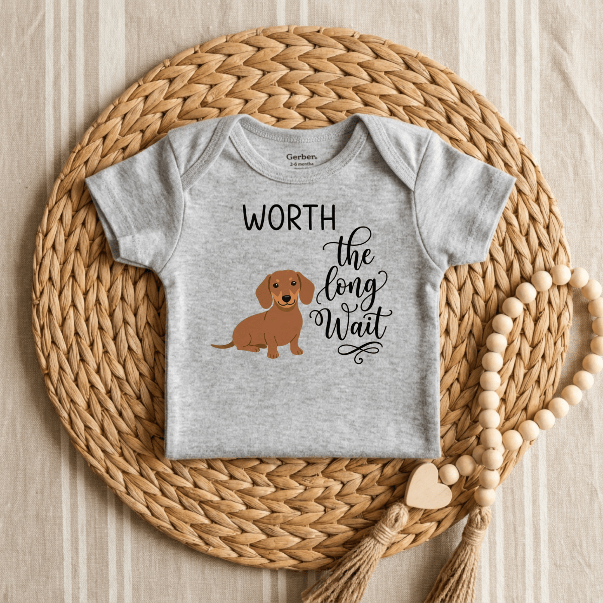 Worth the Long Wait Baby Onesie – Dachshund Announcement Bodysuit - Toodleroos