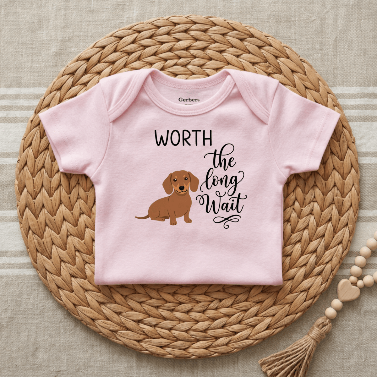 Worth the Long Wait Baby Onesie – Dachshund Announcement Bodysuit - Toodleroos