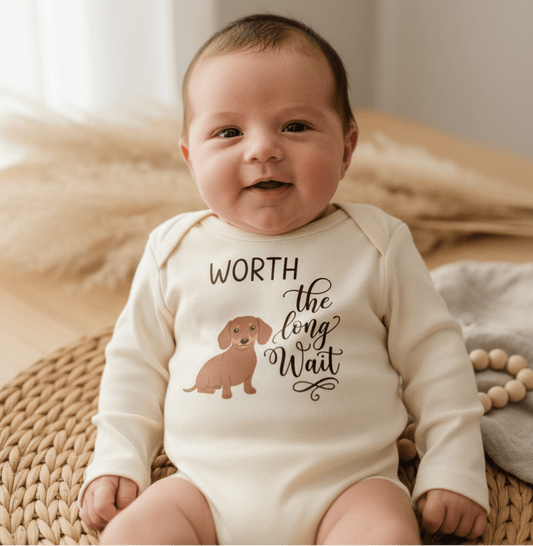 Worth the Long Wait Onesie – Baby Announcement Bodysuit - Toodleroos